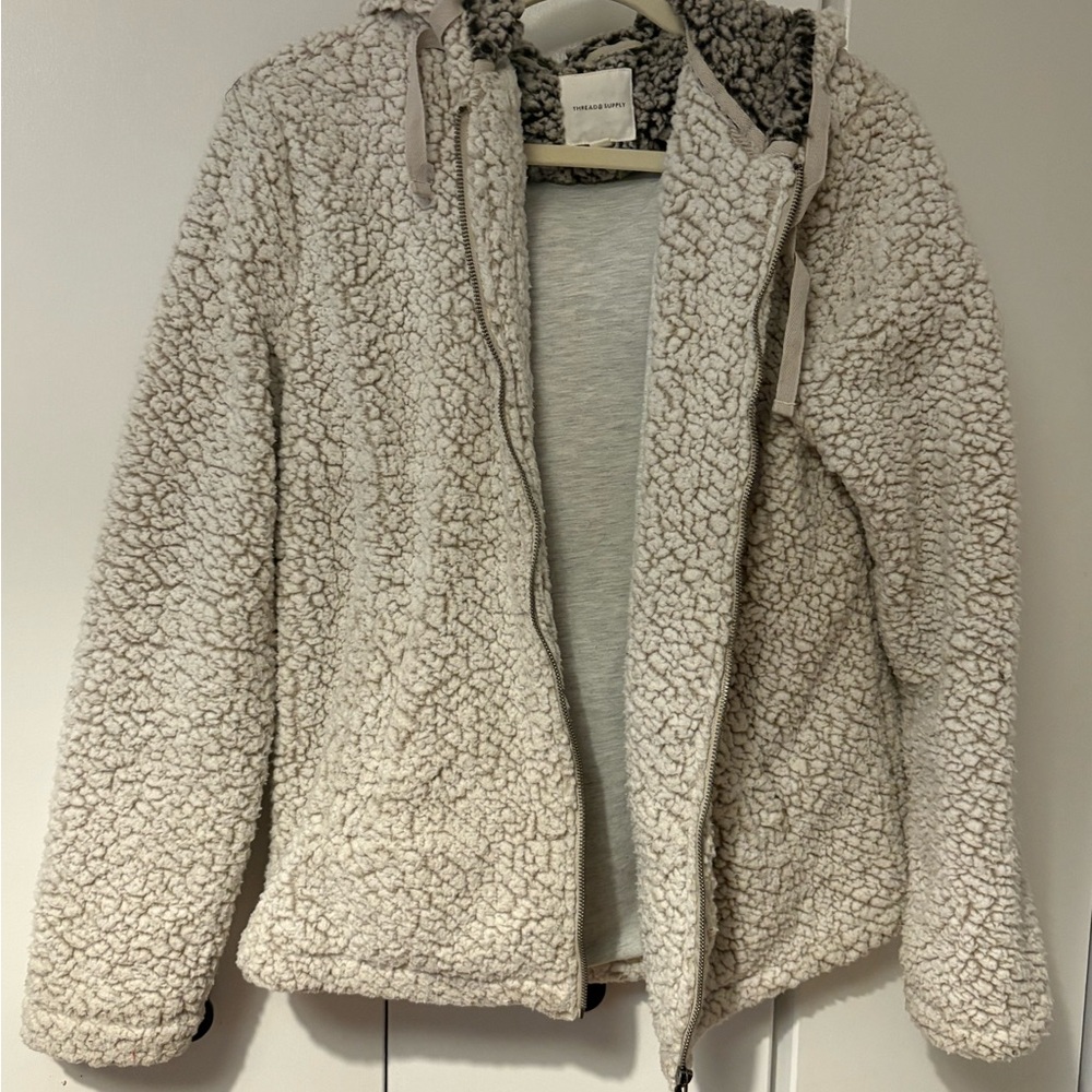 Thread & Supply Cream Teddy Jacket Plush Fleece
